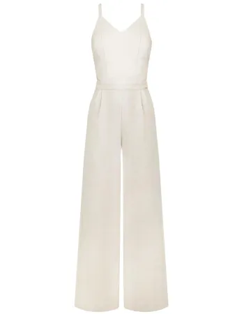 Ленен гащеризон в бял цвят Shiny Linen