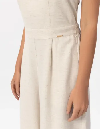 Ленен гащеризон в бял цвят Shiny Linen