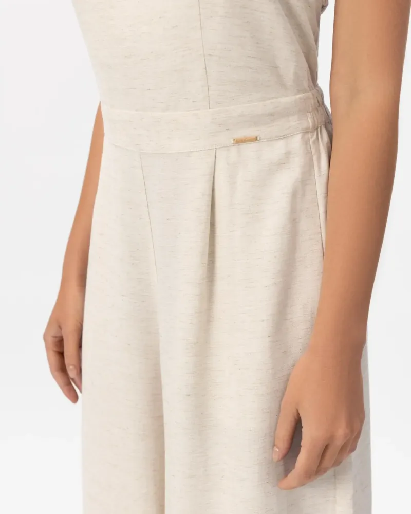 Ленен гащеризон в бял цвят Shiny Linen