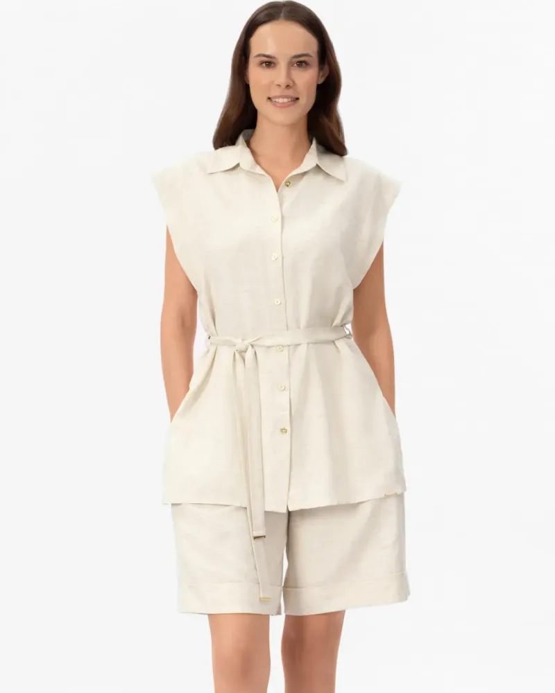 Елегантна ленена риза без ръкави  Shiny Linen