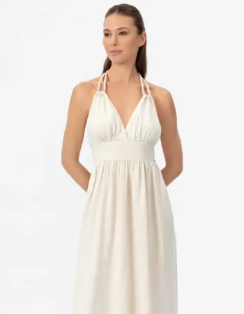 Елегантна ленена дълга рокля Shiny Linen