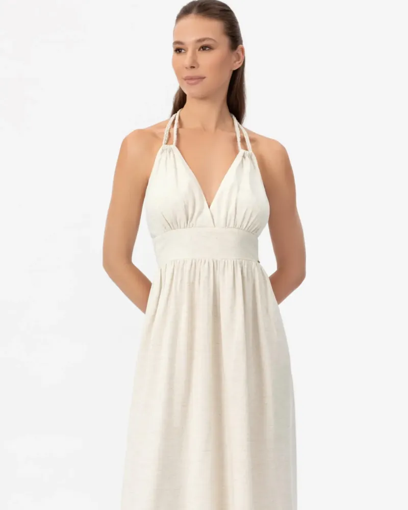 Елегантна ленена дълга рокля Shiny Linen