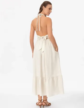 Елегантна ленена дълга рокля Shiny Linen