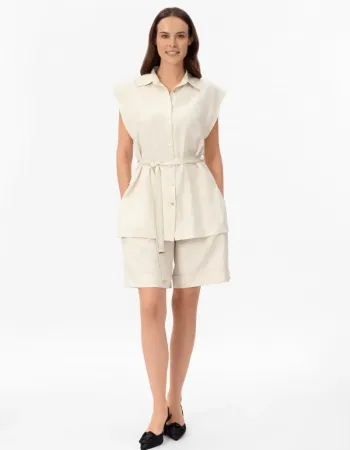 Къси ленени панталони Shiny Linen