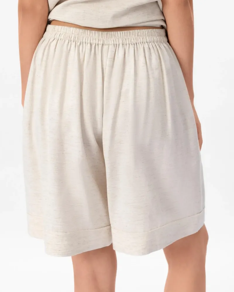 Къси ленени панталони Shiny Linen