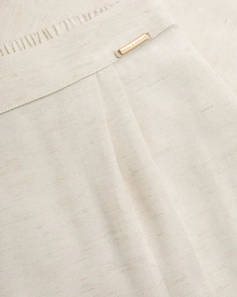 Къси ленени панталони Shiny Linen