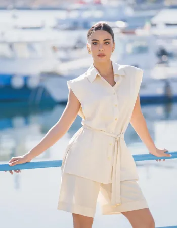 Къси ленени панталони Shiny Linen