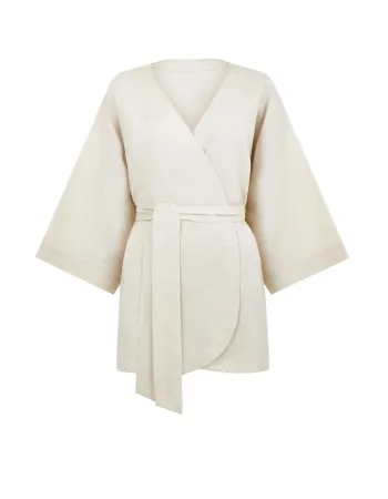 Късо ленено кимоно Shiny Linen