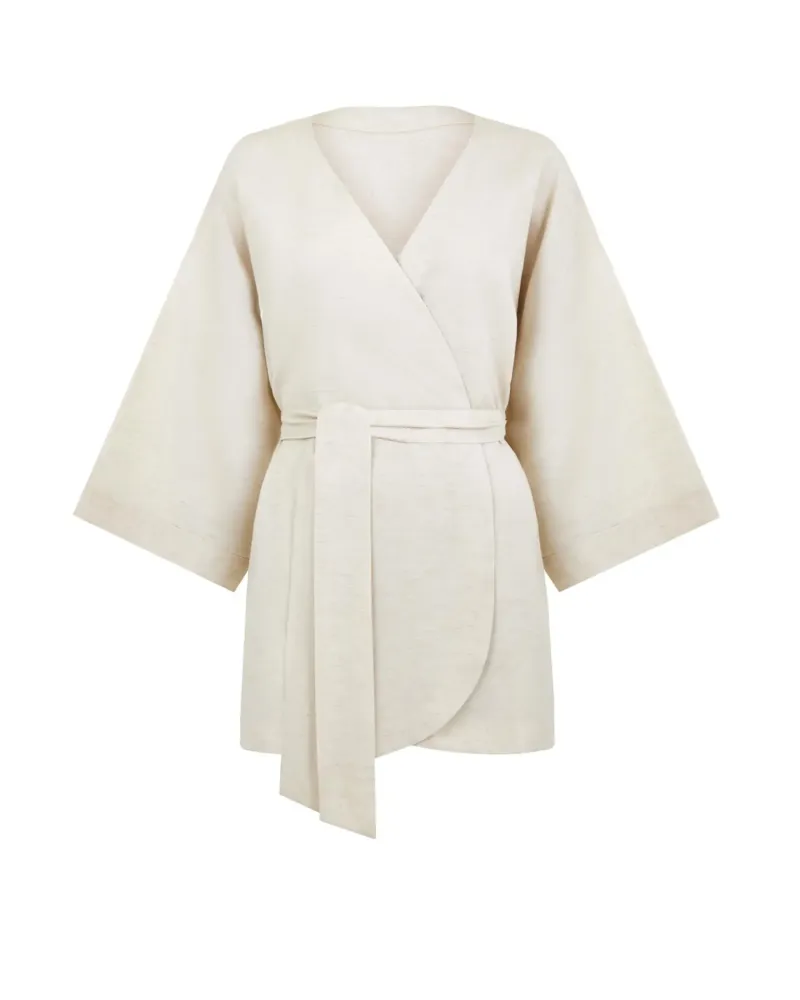 Късо ленено кимоно Shiny Linen