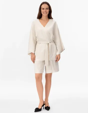 Късо ленено кимоно Shiny Linen
