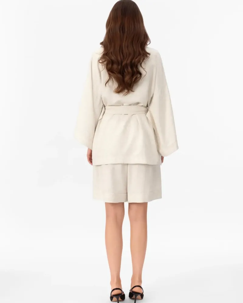 Късо ленено кимоно Shiny Linen