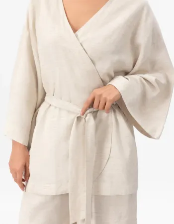 Късо ленено кимоно Shiny Linen