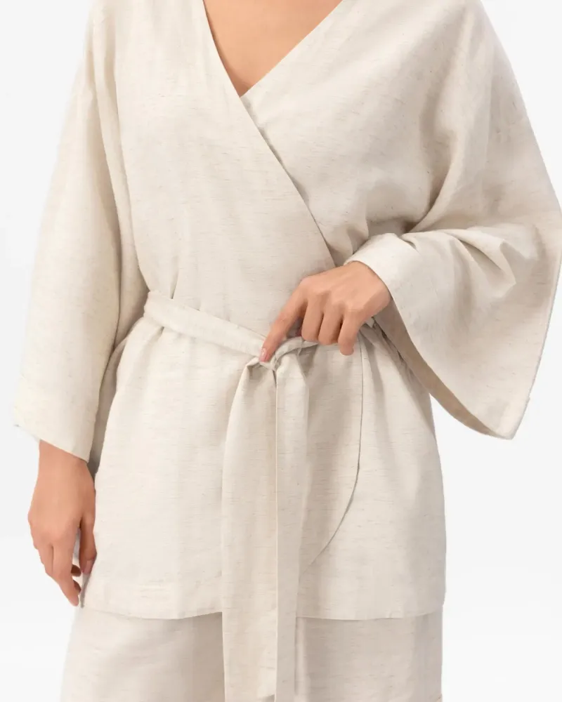 Късо ленено кимоно Shiny Linen