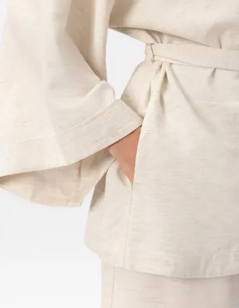 Късо ленено кимоно Shiny Linen