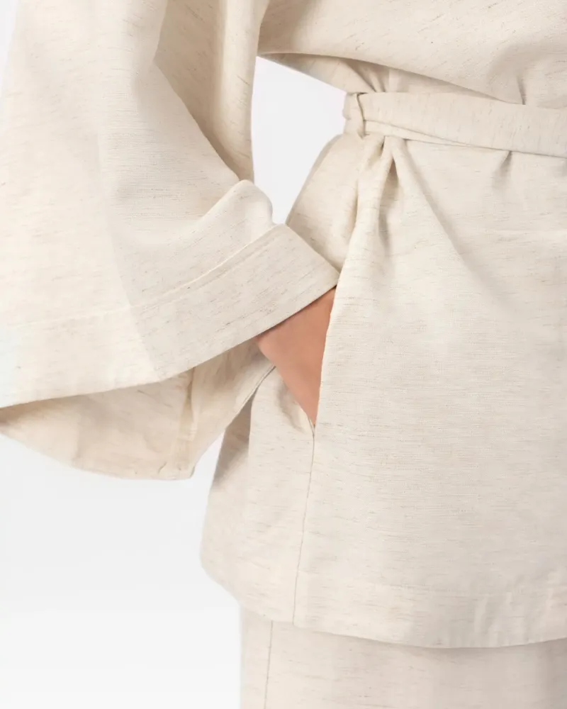 Късо ленено кимоно Shiny Linen