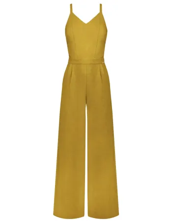 Ленен гащеризон в жълт цвят Shiny Linen