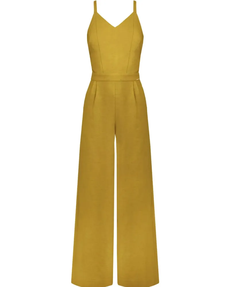 Ленен гащеризон в жълт цвят Shiny Linen