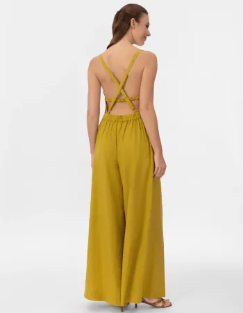 Ленен гащеризон в жълт цвят Shiny Linen