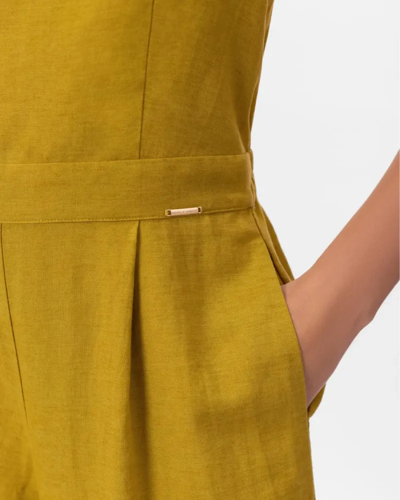 Ленен гащеризон в жълт цвят Shiny Linen