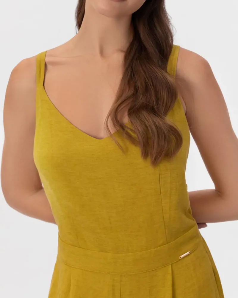 Ленен гащеризон в жълт цвят Shiny Linen