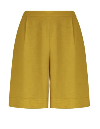 Къси ленени панталони в жълт цвят Shiny Linen
