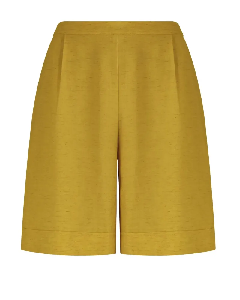 Къси ленени панталони в жълт цвят Shiny Linen