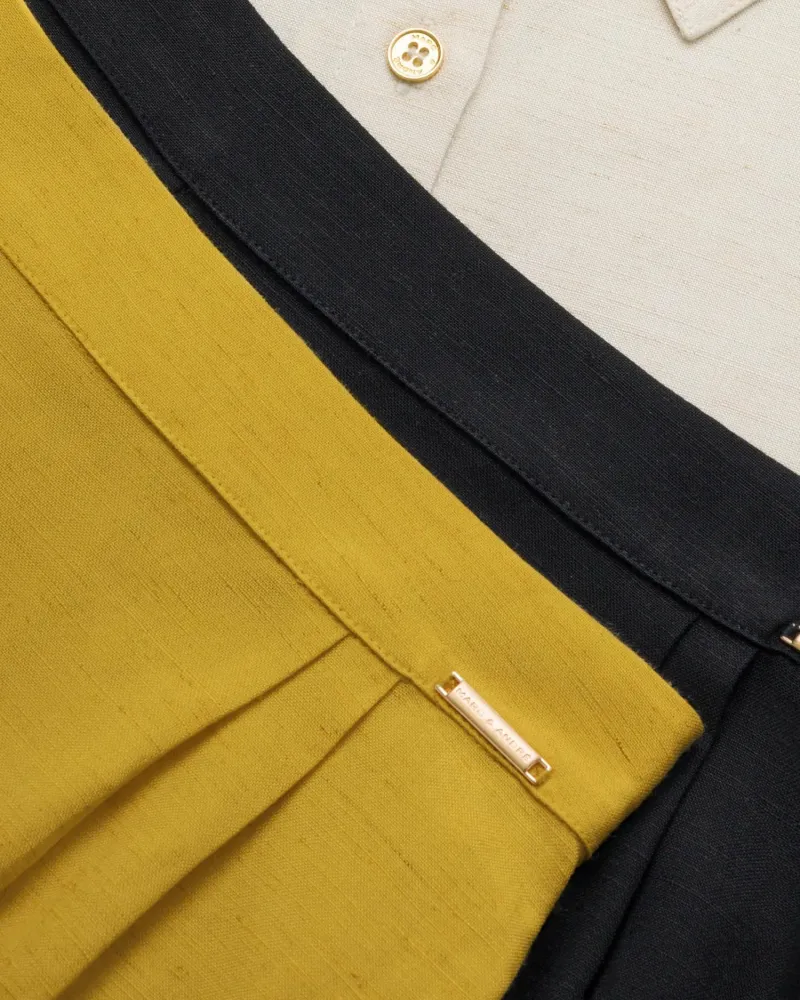 Късо ленено кимоно в жълто Shiny Linen