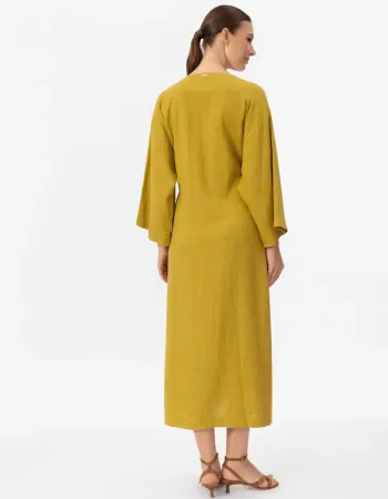 Дълго ленено кимоно в жълт цвят Shiny Linen