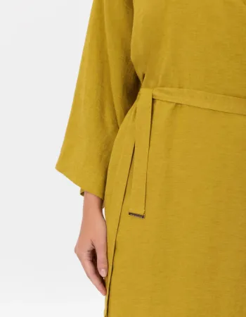 Дълго ленено кимоно в жълт цвят Shiny Linen