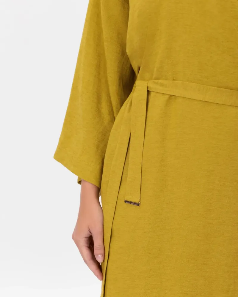 Дълго ленено кимоно в жълт цвят Shiny Linen