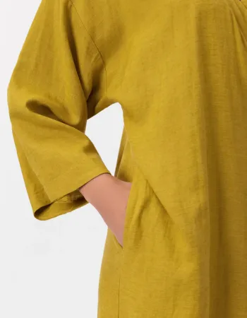 Дълго ленено кимоно в жълт цвят Shiny Linen