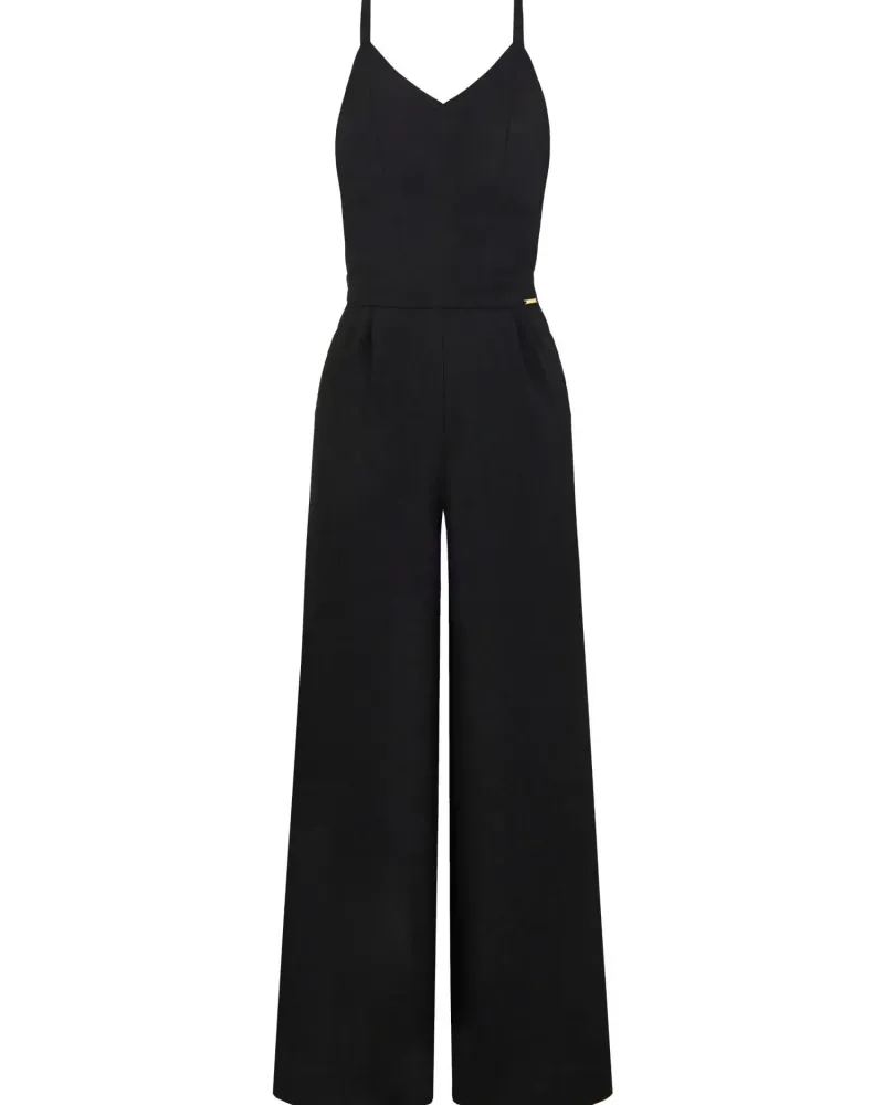 Ленен гащеризон в черен цвят Shiny Linen