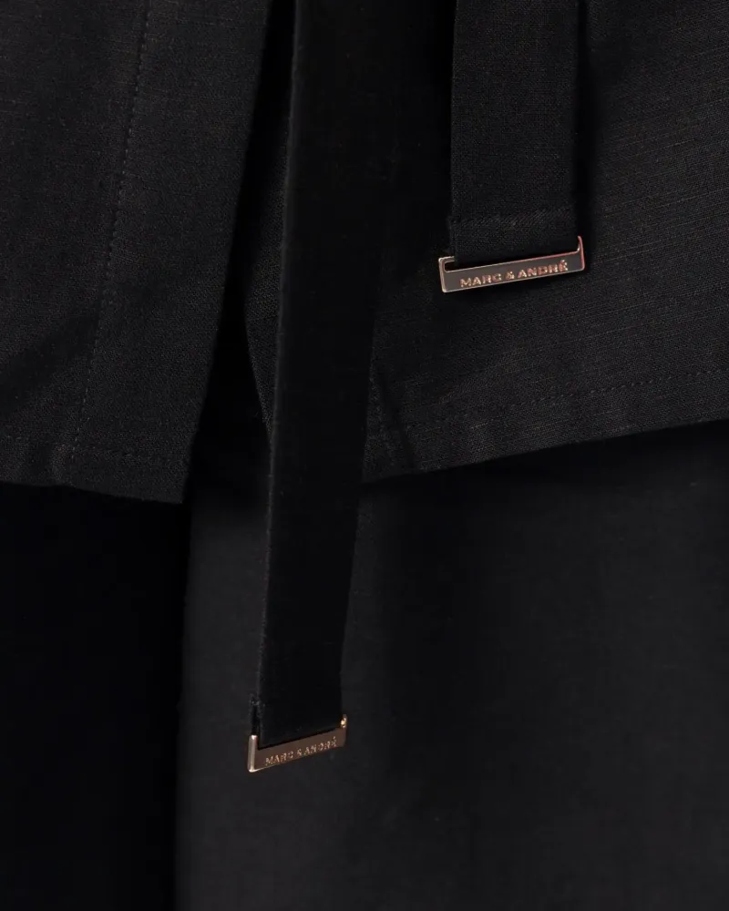 Елегантна ленена риза без ръкави в черен цвят  Shiny Linen