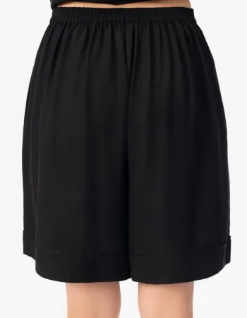 Къси ленени панталони в черен цвят Shiny Linen