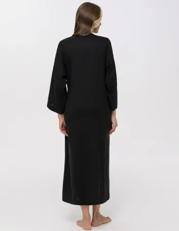 Дълго ленено кимоно в черен цвят Shiny Linen