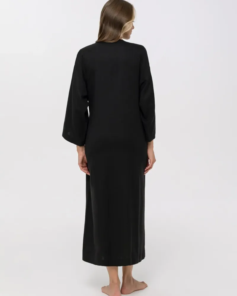 Дълго ленено кимоно в черен цвят Shiny Linen