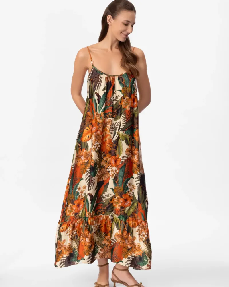 Лятна рокля с коприна ZEN GARDEN