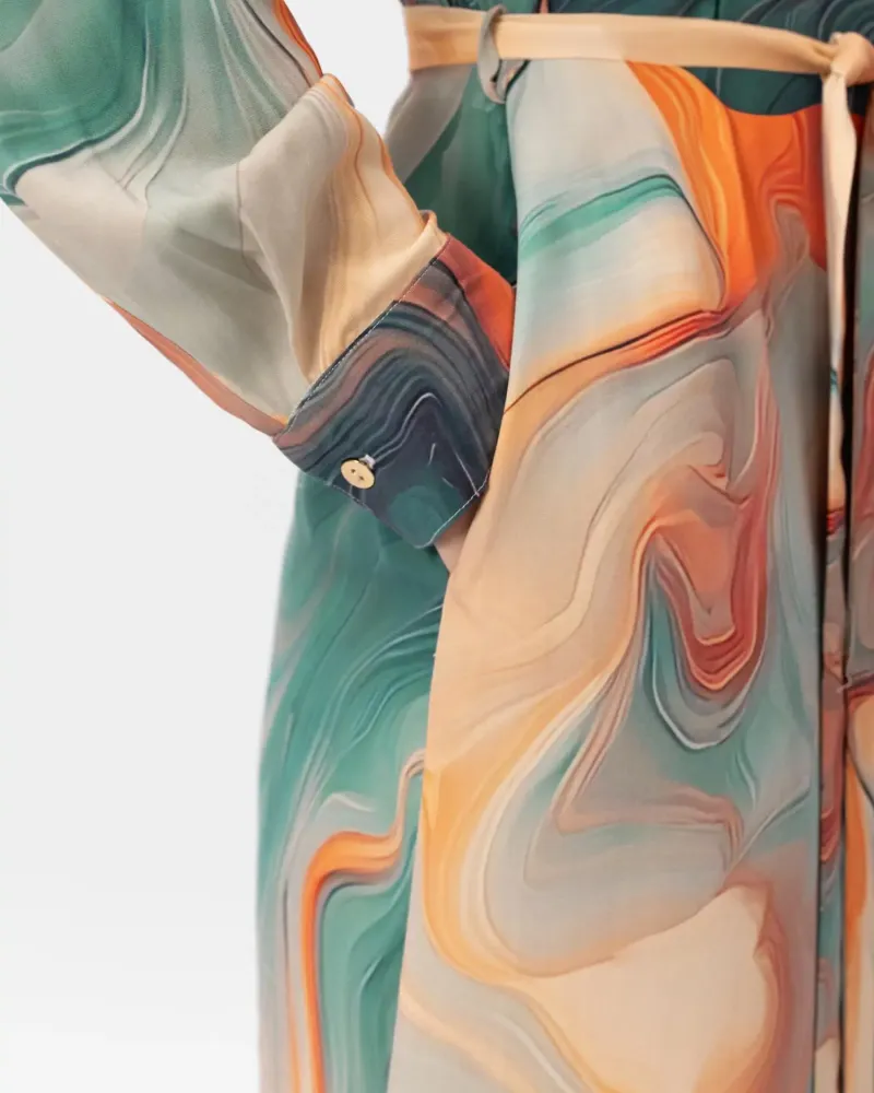 Рокля тип риза с колан SEA SWIRLS