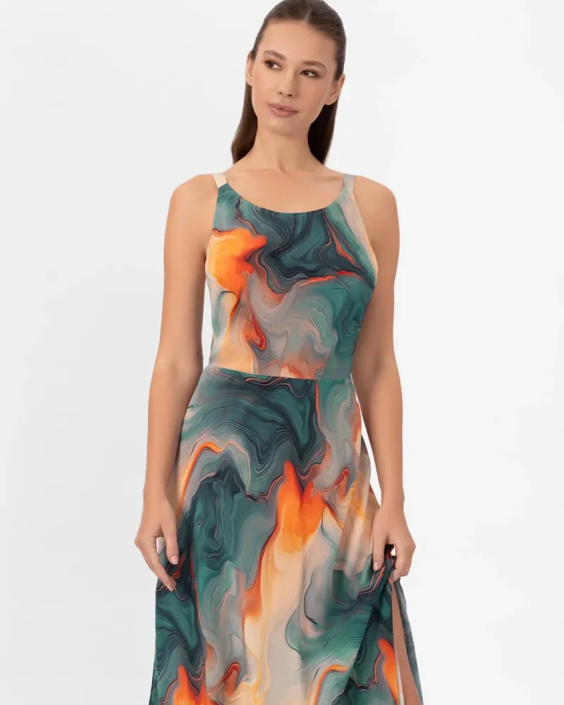 Рокля с коприна SEA SWIRLS