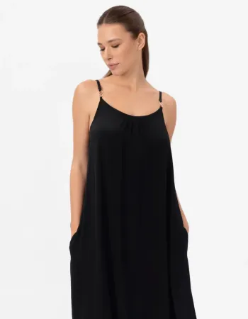 Черна рокля със странични джобове LUXURY FRAGRANCE