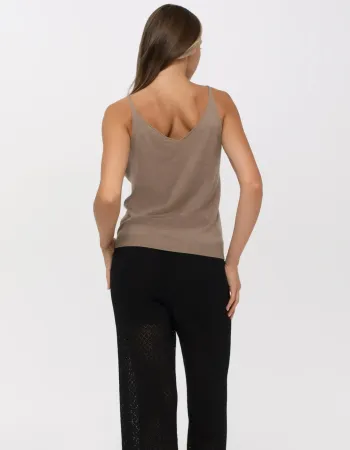 Елегантен топ от коприна и кашмир цвят беж ENDLESS BLISS