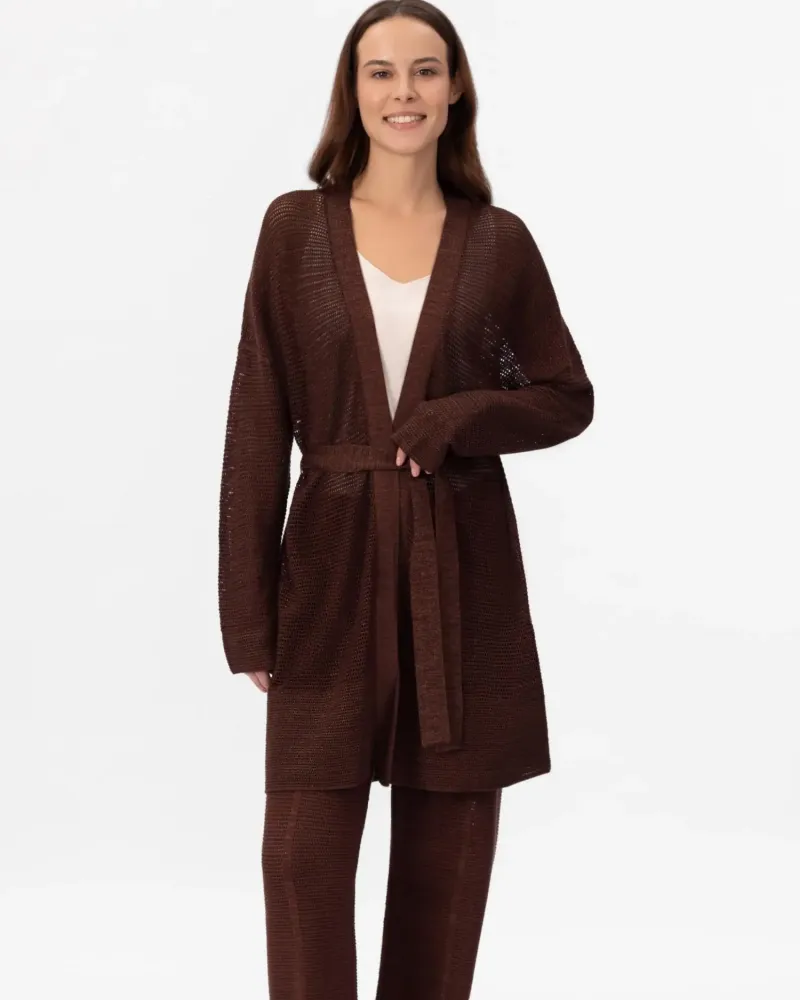 Жилетка от памук и коприна в кафяво POETIC DREAMS