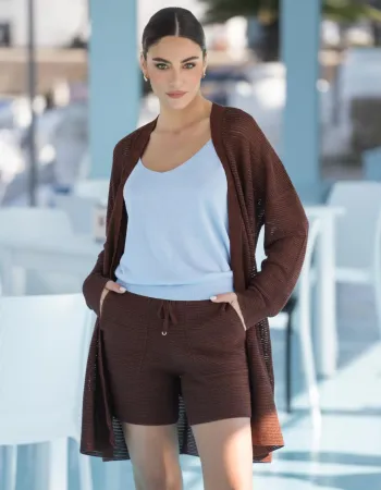 Жилетка от памук и коприна в кафяво POETIC DREAMS