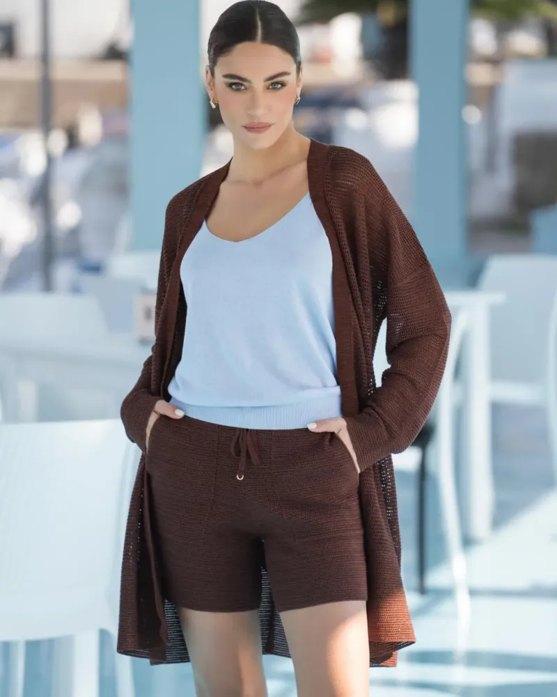 Жилетка от памук и коприна в кафяво POETIC DREAMS