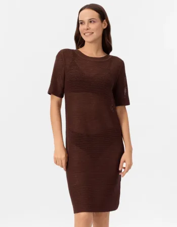 Рокля от памук и коприна в кафяво POETIC DREAMS