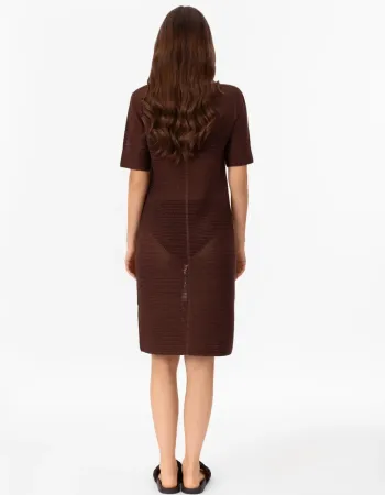 Рокля от памук и коприна в кафяво POETIC DREAMS