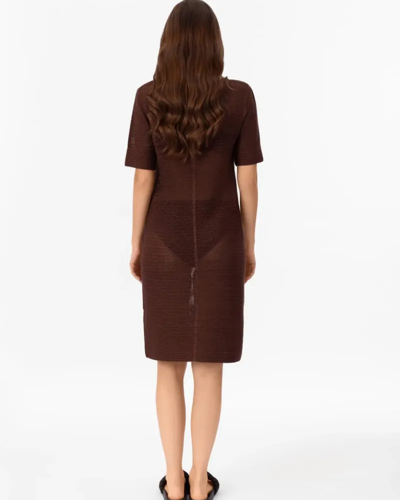 Рокля от памук и коприна в кафяво POETIC DREAMS