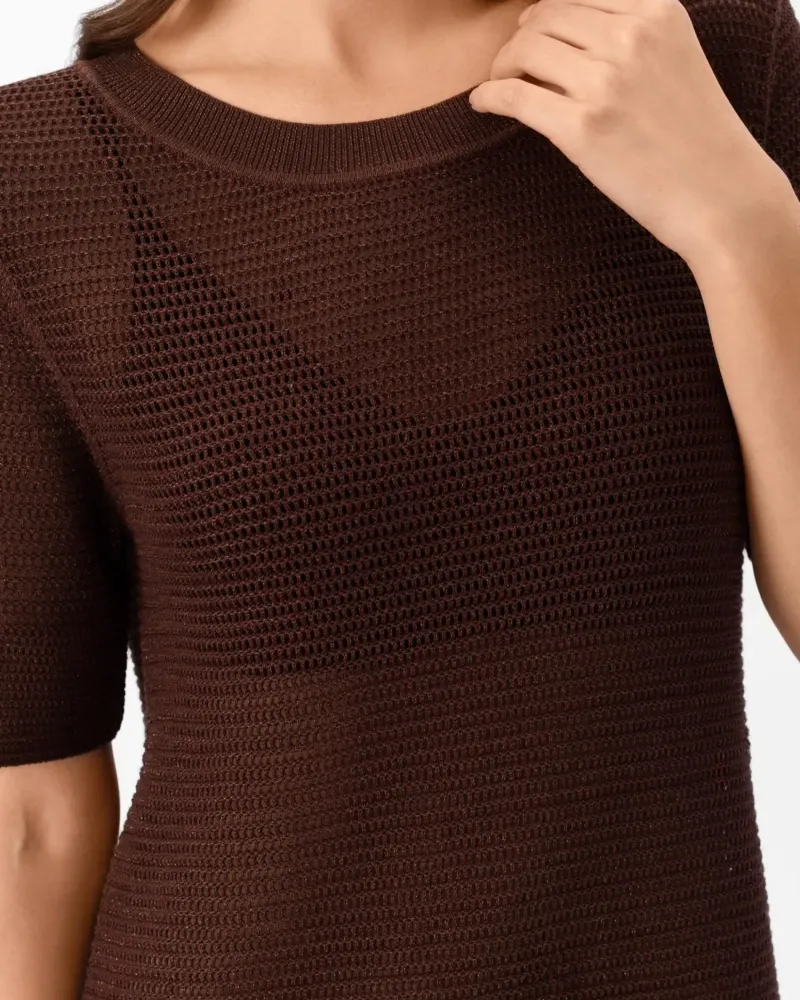 Рокля от памук и коприна в кафяво POETIC DREAMS