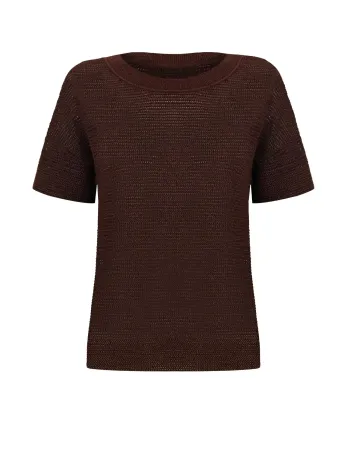 Блуза от памук и коприна в кафяво POETIC DREAMS