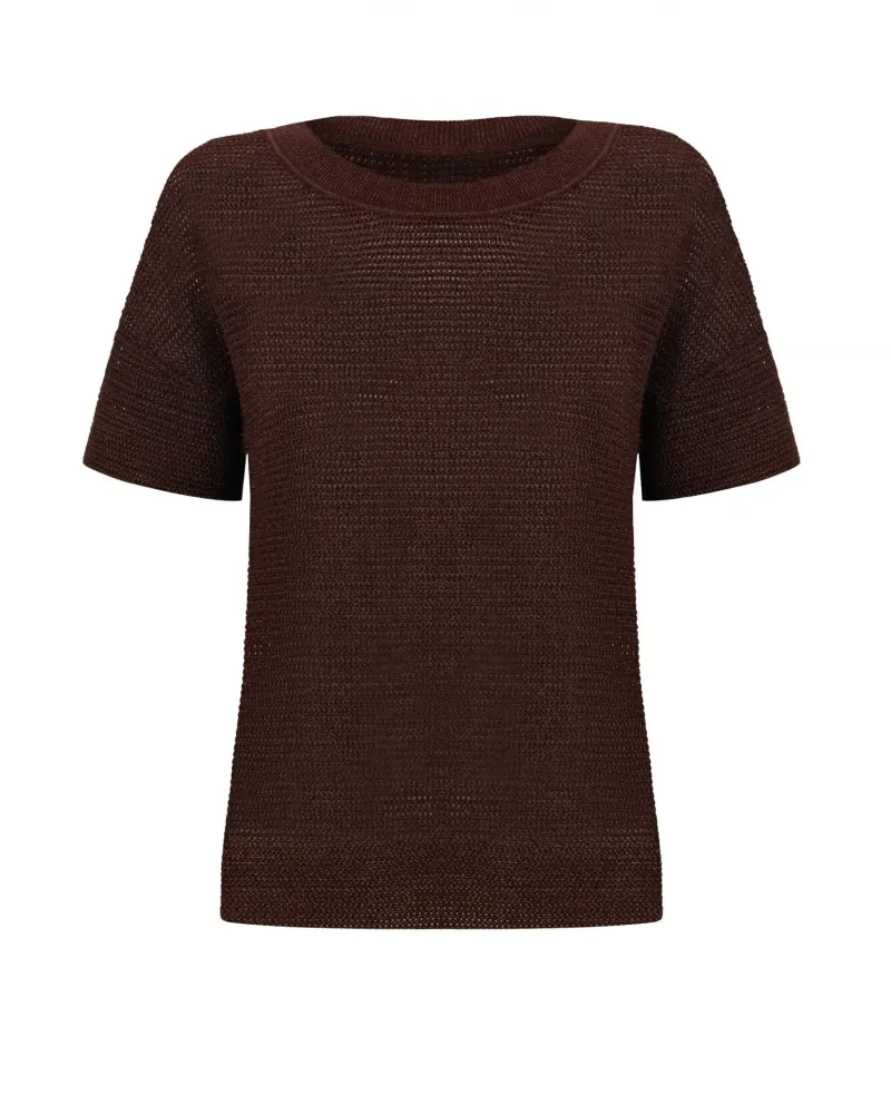 Блуза от памук и коприна в кафяво POETIC DREAMS